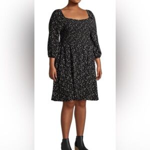 Terra & Sky Black Dress with White Speckles Plus Size 1X